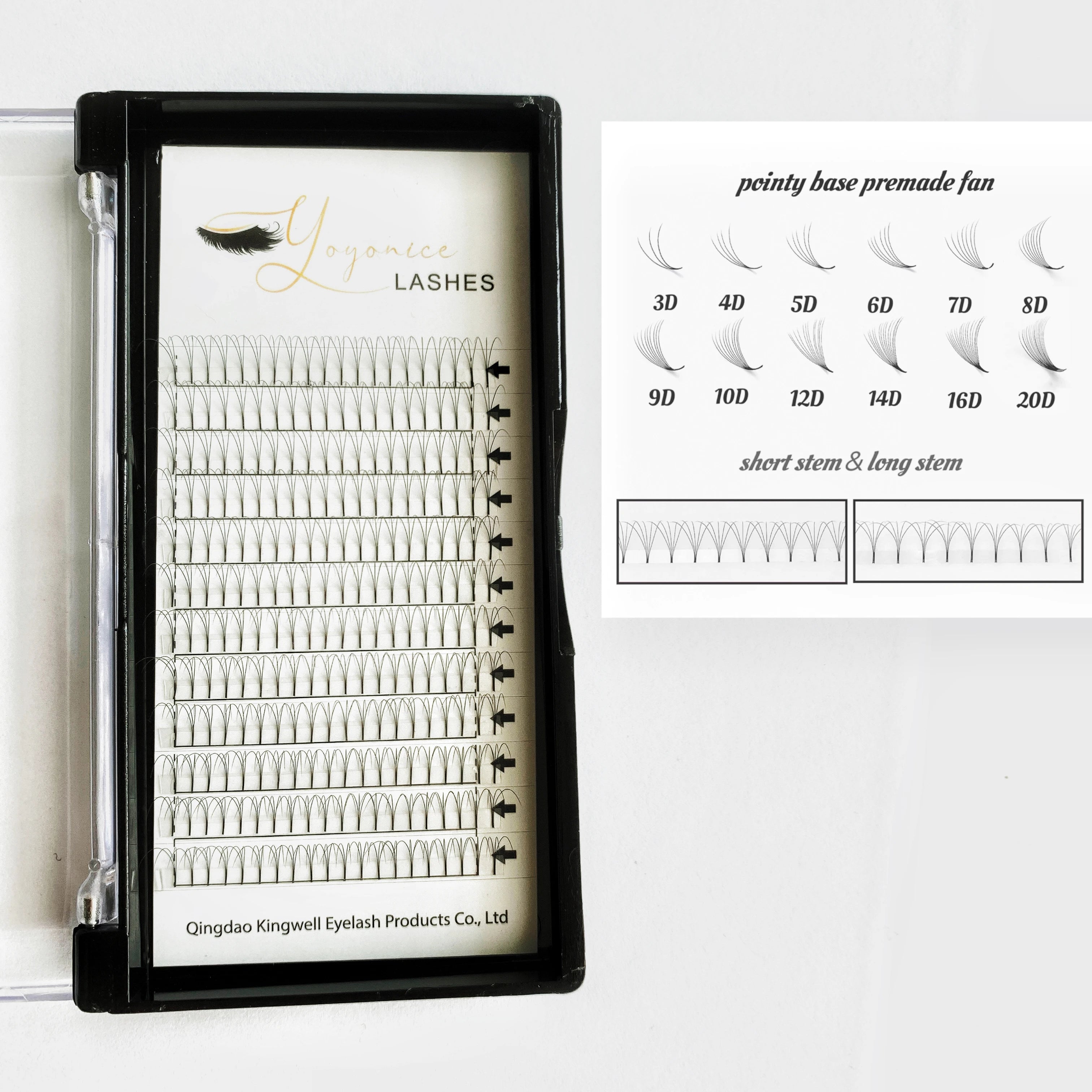0.05 0.07 0.10mm Korean PBT Fiber Matte Black  Premade Long Stem Loose Base Premade Volume  Lashes Fan Eyelashes
