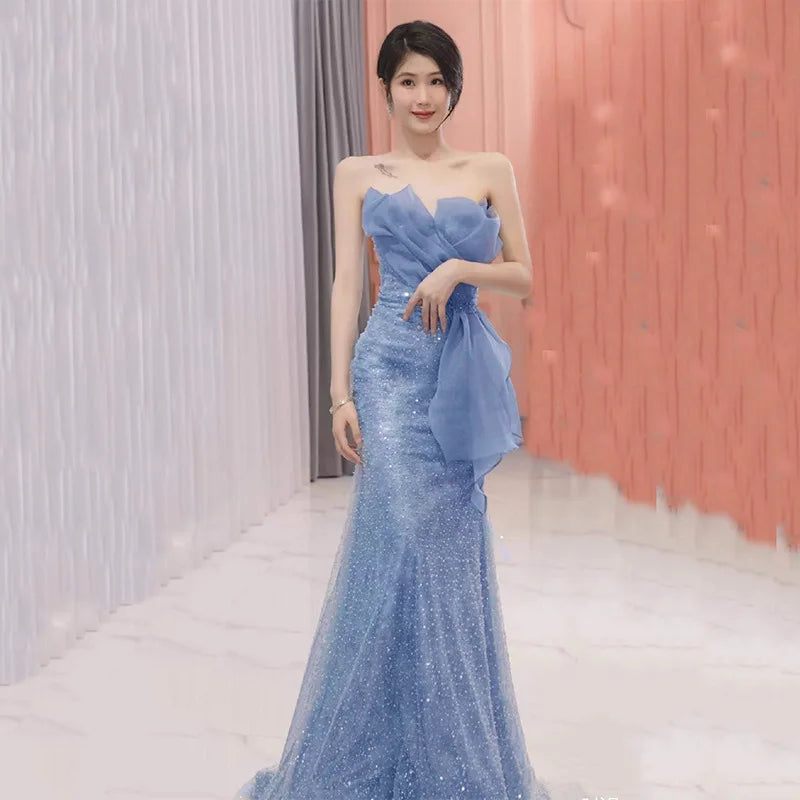 Presenter Lace Sleeveless Party Mermaid Elegant Dresses Women Evening Dress