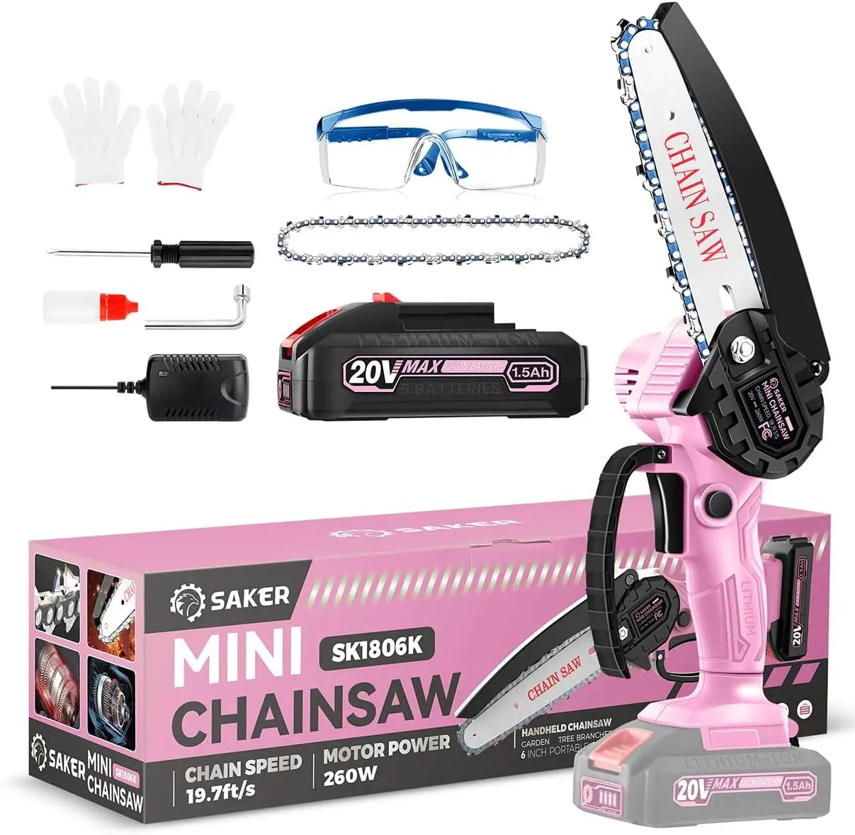 Mini Cordless Electric Chain Saw|Small Handheld Portable Chainsaw Battery Powered Chain Saw for Tree Trimmer and Garden