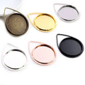 20mm Inner Size Silver Color Bronze Black Gold Material Drop Style Handmade Cabochon Bases Cameo Base Pendant