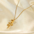 Fashionable Luxury Women Necklace Jewelry Flower Floral 18K Gold Plated Rose Pendant Necklaces