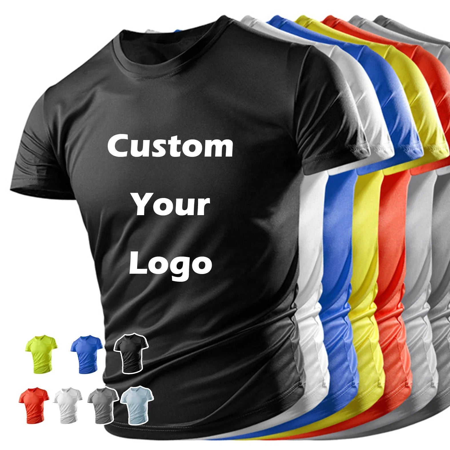 Plain Men's T Shirt Polyester Tee Quick Dry Fit Tshirts Custom Sublimation Printing Logo Unisex Gym Sports T-shirts for Men