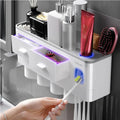Hot Sale in Plastic 3 Cups Suction Multifunctional Bathroom Organizer Toothbrush Holder Rack