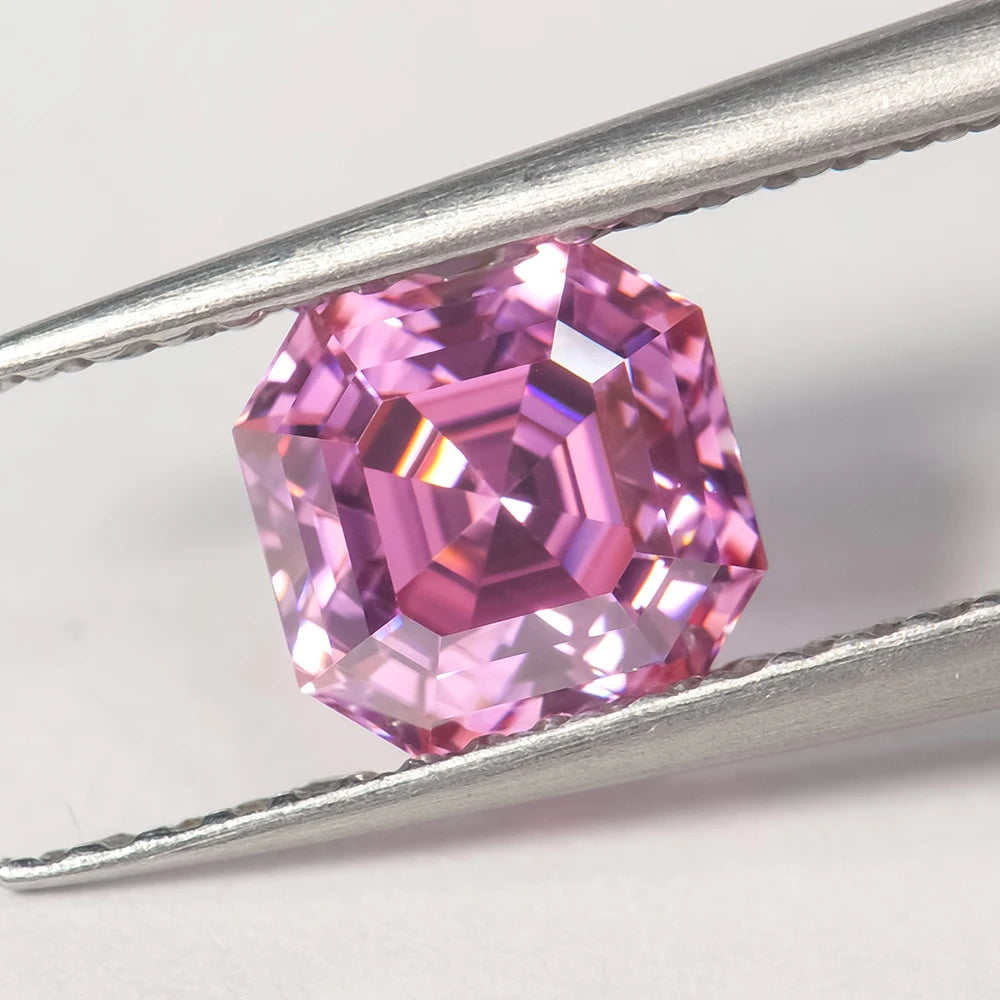 Wuzhou Factory 1ct Vvs 8mm Asscher Cut Solitaire Pass Diamond Tester pink Gra Loose Moissanite with White Gemstone