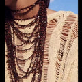 2025 New Arrival Fashion Jewelry Bohemian Multi-layer square Alloy Bead Waterfall Necklace Boho Long Glass Red Beaded Necklaces