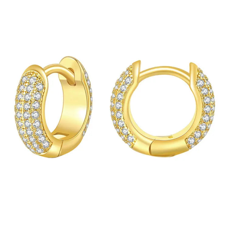 SC Tarnish Free 3 Times Polished 18K Gold Plated Huggie Earrings Hip Hop Mens Earrings Luxury Full CZ Diamond Hoop Earrings 2022