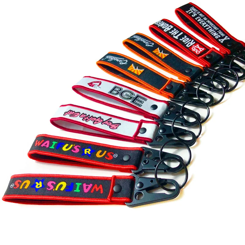 New Product Direct Custom Fabric Embroidery Keychain Car Accessories Custom Key Tags Customize