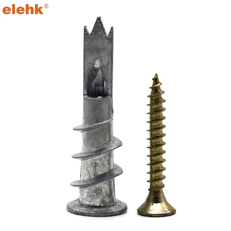 Elehk Zinc Alloy Screw Drywall Speed Anchor Metal Self-Drill Plasterboard Fixings Zinc Self Drilling Drywall Anchors