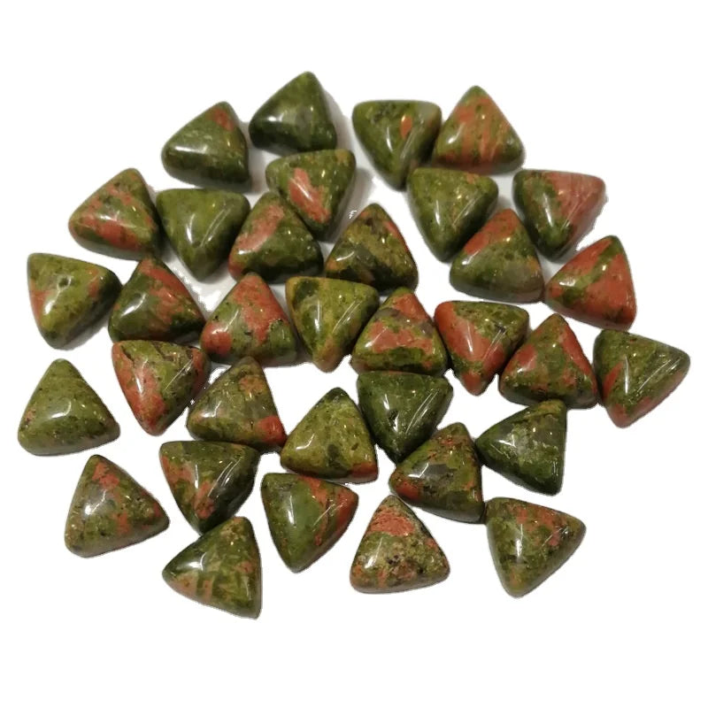 DIY Smooth Crystal 10mm Gemstone Triangle Unakite Cabochon for Jewelry Making Crafts