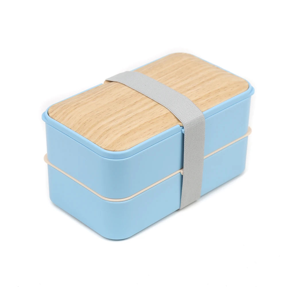 New Arrival Bpa Free Multiple Compartment Recycled 2 Layer Leakproof Microwavable Bamboo Lid Cake Bento Lunch Box for Adult