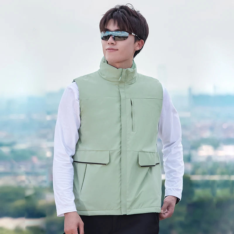 Custom Puffer Jacket Men 100% Polyester Zipper Sleeveless Vest Down Jacket Wholesale Men Winter Down Jacket