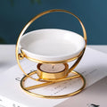 Aroma Home Incense Burner Essential Oil Wax Melt Candle Holder Gold Color Delicate Romantic Iron Ceramic