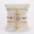 2025 Crystal 2022 Bohemian Wholesale Evil Eye Bracelet Gold Plated Foreign Trade Fashion Multi-layer Adjustable Bracelet