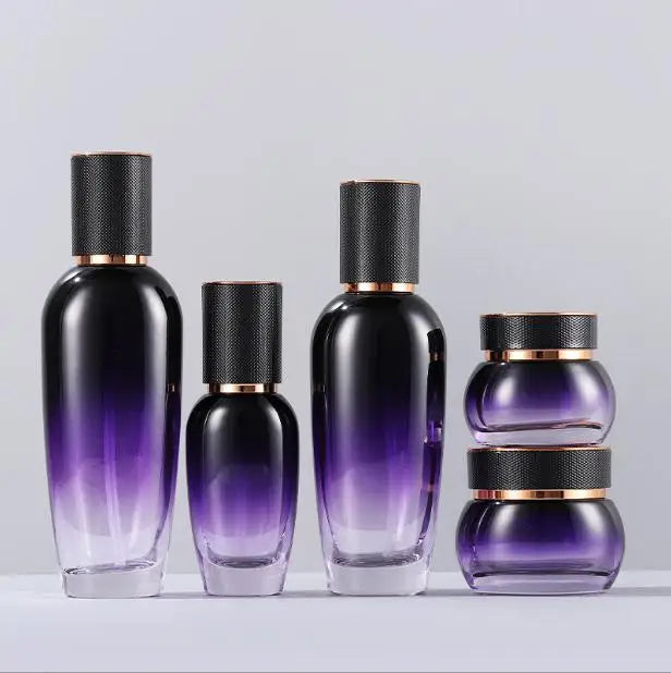 Painted Gradient Color Thick Glass Empty 40ml 100ml 120ml Luxury Cosmetic Bottles Set Glass Lotion Bottle with Pump