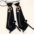 Women's College-Style Black Polyester JK Bow Tie with Crystal Flower Collar Fashionable Accessories with Crystal Decoration