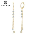 Women's Chain Earrings 925 Sterling Silver 1.00CTTW Round Moissanite Drop Earrings for Women