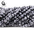 Zhe Ying 6/8/10mm Snowflake Obsidian Beads Round Smooth Snow Flake jasper Snowflake Obsidian Beads