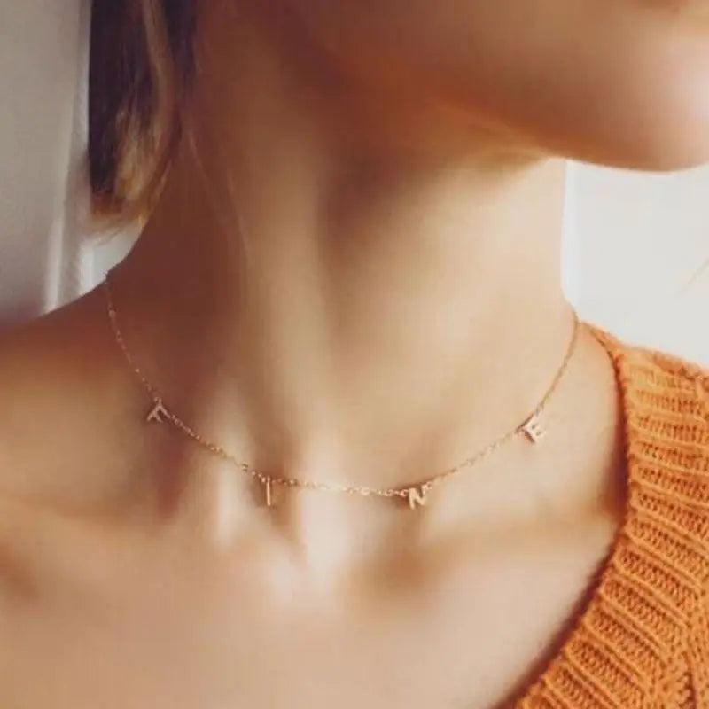 Accessories Women Permanent Jewelry Fine Letter Stainless Steel Necklace Trendy Necklace Wholesale