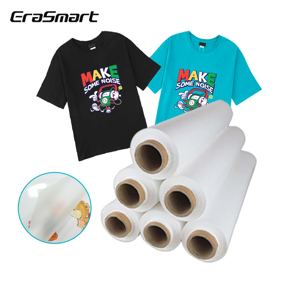 Erasmart High Performance DTF Film Roll 30cm*50m Hot Peel Inkjet Printer PET Transfer Cost Effective Heat Printing Materials