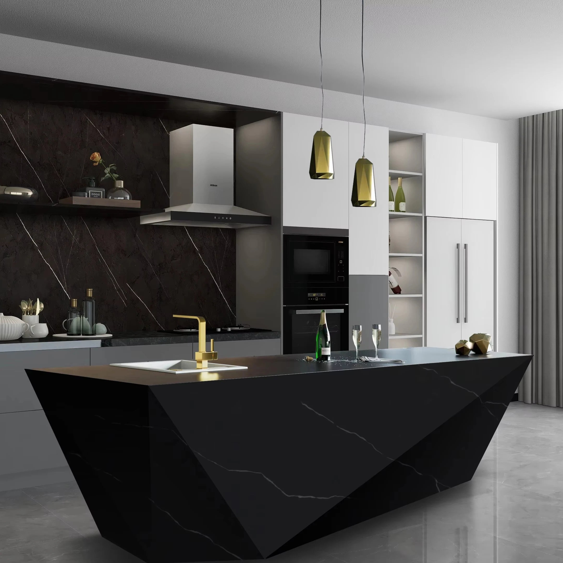 Custom Kitchen Cabinet Melamine Board Kitchen Cabinet Design Kitchen Furniture with Factory Price