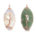 Natural Amethyst Aventurine Lapis Obsidian Opalite Tiger Eye Clear Rose Quartz Crystal Horse Eye Pendant with Wire Wrap Tree