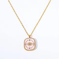 Double Side Devil's Eye Stainless Steel 18K Gold Plated Trendy Geometric Pendant Necklace Full Diamond for Women Party Wedding