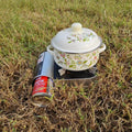 Senny Custom Low Moq Products Enamel Pot Camping Enamel Flower Pots Enamel Sauce Pot with Wooden Handle MegaBDM