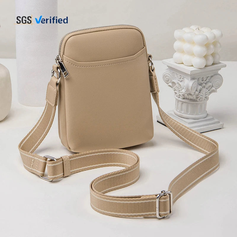 Custom Pu Leather Leather Cross Body Cell Phone Case Bag Small Cell Phone Pouch Purse Single Shoulder Bag