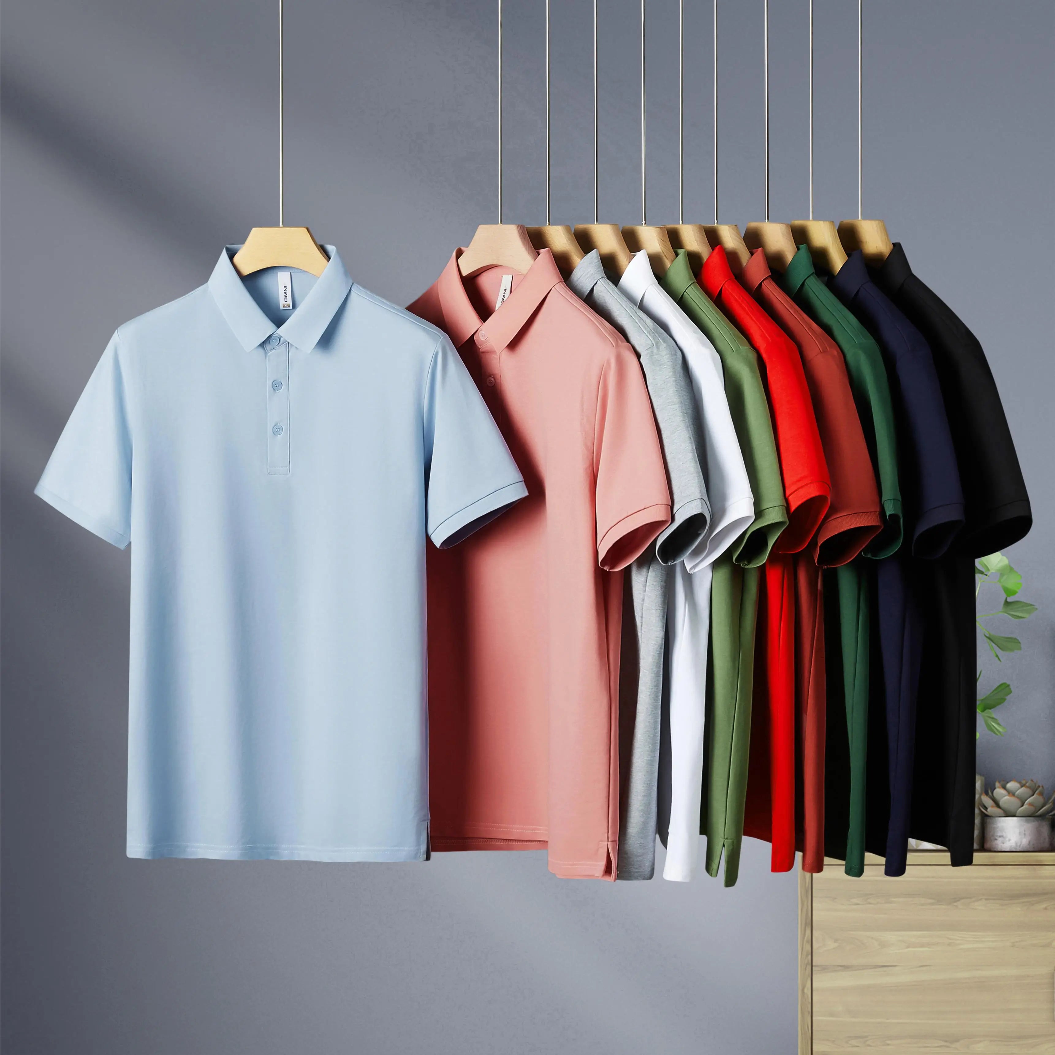 Tshirts 52.9 % Cotton 47.1%  Polyester Men's Polo Shirt Us Size Golf Polo Shirt Custom logo Short Polo Shirt