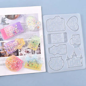 YS DIY Maze Castle Love Mould Silicone Dried Flower Resin Decorative Game Console Quicksandbox Mould Type Candle Plaster Tools