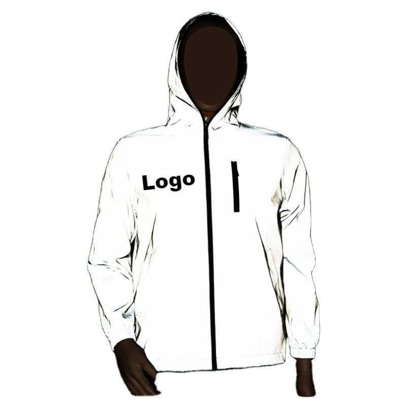 Custom Logo Men Hooded Unisex Outdoor Running Windbreaker 3M Safety Reflective Jackets for Men