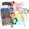 2025 New Design Card Holder Silicone Beads Bangle Multi Colors Bracelet Keychain Tassel Card Clips Keychain
