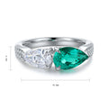 Lanphear S925 Silver Pear Cut Lab Grown Emerald Gemstone Ring with Vintage Setting for Women Fashion Wedding Party Jewelry