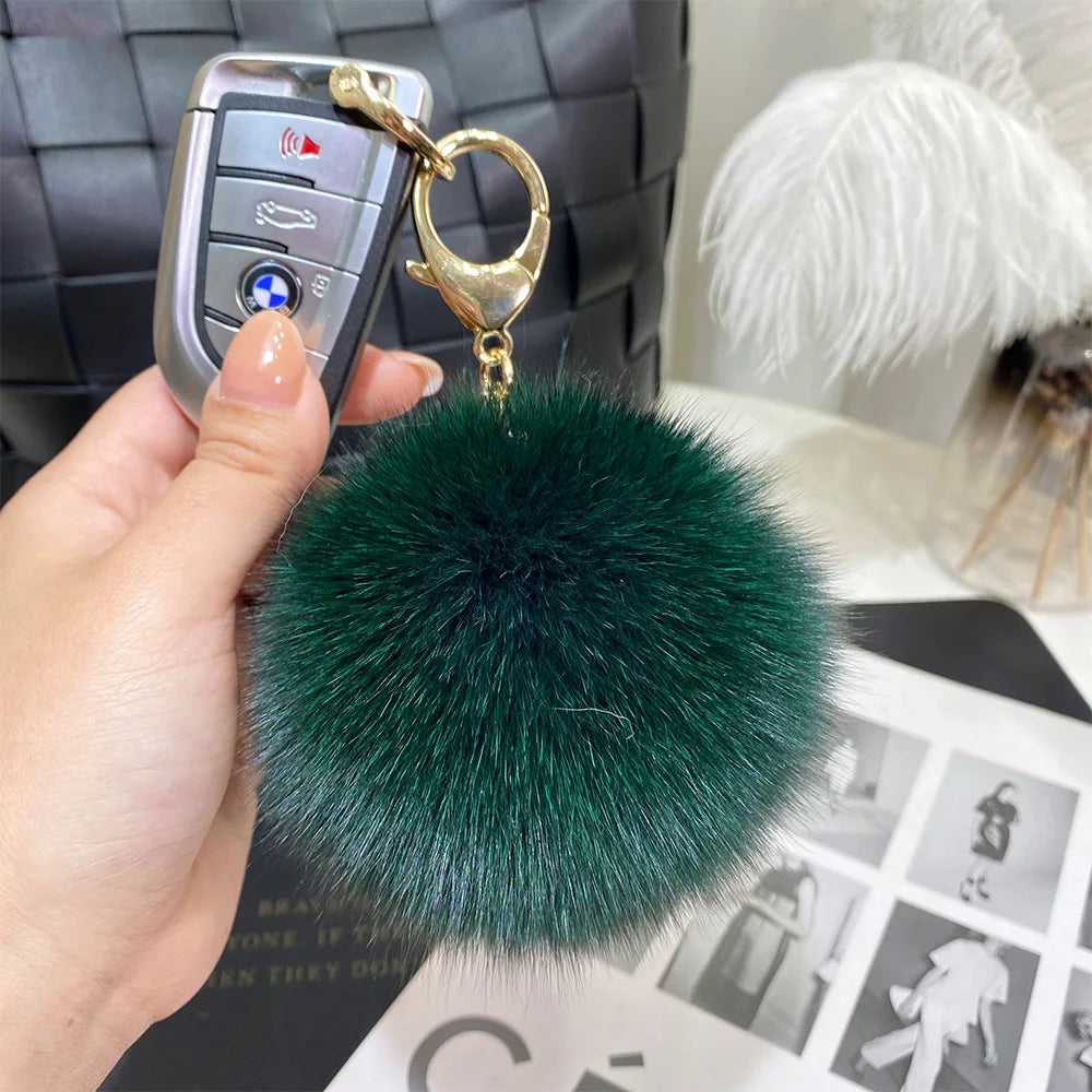 Fashion Girls' Cute Bag Accessories 9cm Cute Puff Key Ring Pom Pom Key Chains Fluffy Pompom Fur Ball Keychain Backpack Pendant