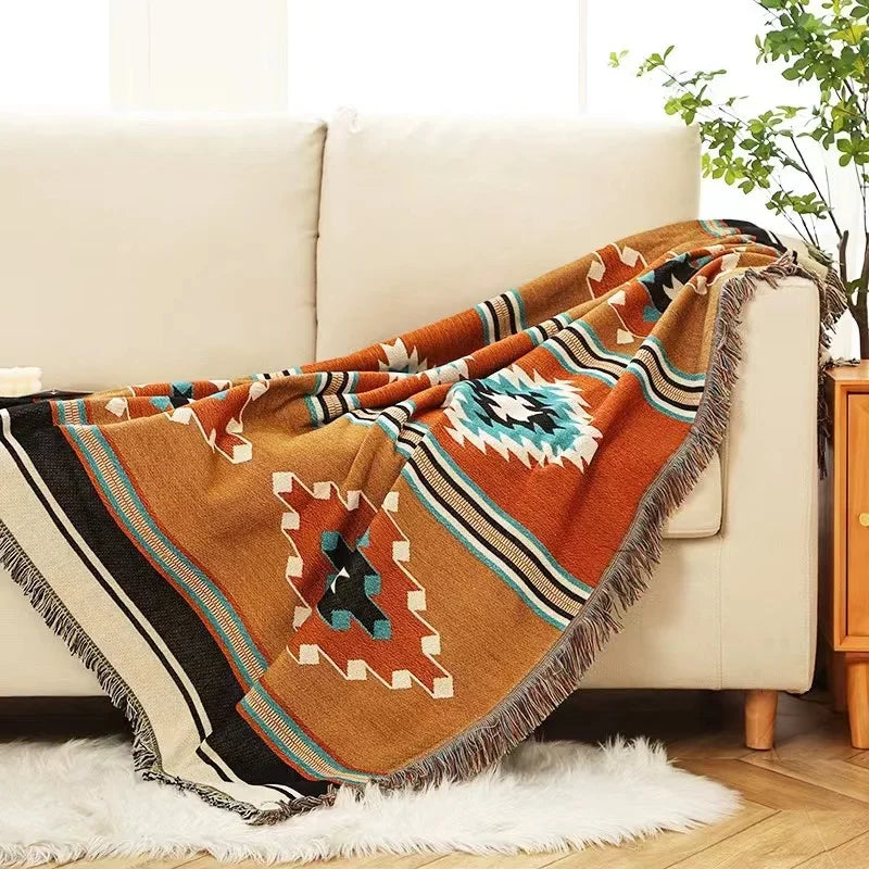 High Quality Bohemia Trippy Tapestry Custom Outdoor Camping Throw Blanket Woven Modern Style with Solid Pattern
