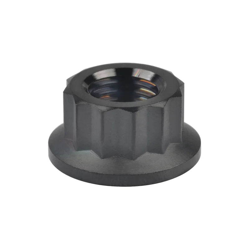 Gr5 Titanium RC 12 Point Hex Flange Nut for Motorcycle Metric Hexagon Flange Bolt and Nut M6 M7 M8 M10 Titanium Lock Nut