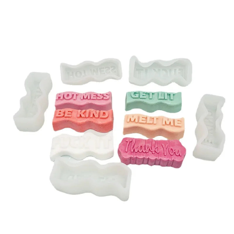 HY Wave Alphabet Pillar Silicone Resin Mold Letter Candles Molds for Soap Plaster Carving Making