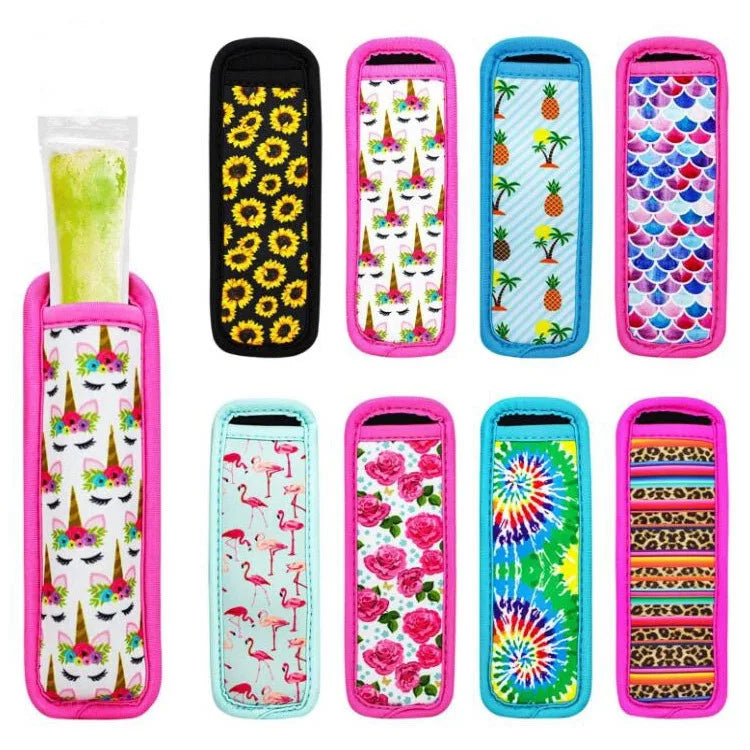 Wholesale Anti-Freezing Insulation Colorful Neoprene Reusable Washable Children Popsicle Holder Ice Pop Sleeves