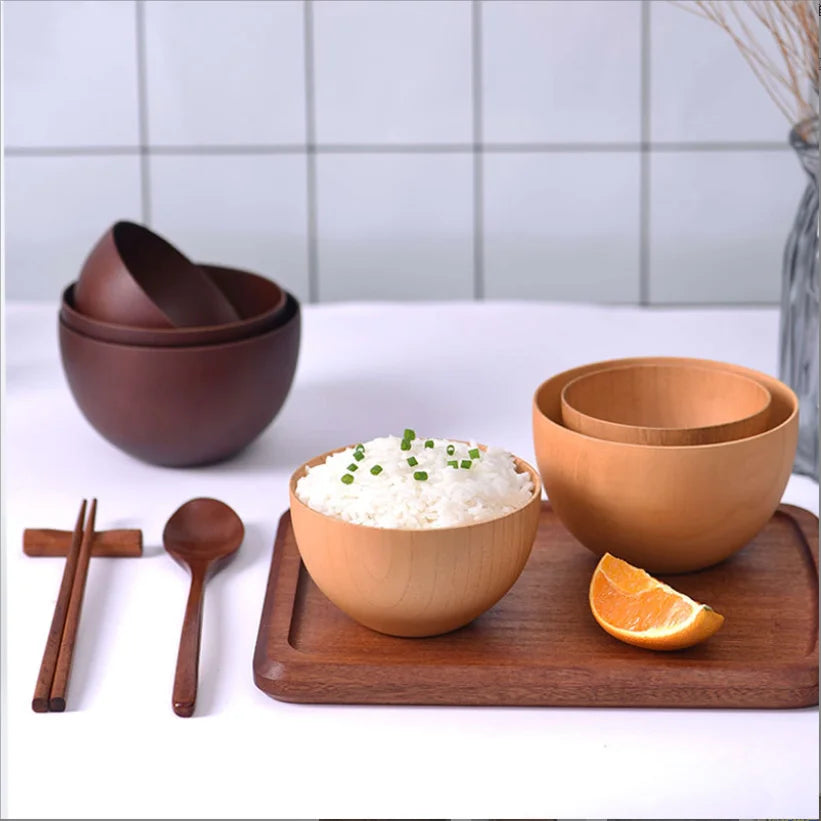 Polished Soft Wooden Fruit Salad Bowl in Black and Yellow Eco-Friendly for Parties