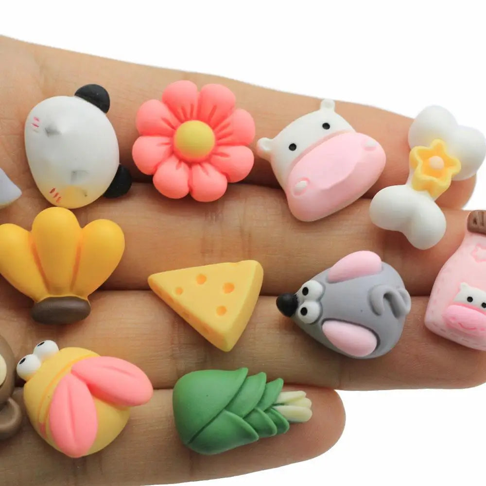 Mixed Design Animal Head Resin Crafts Artificial Panda Dog Monkey Ornament Cabochon Simulation Banana Flower DIY Art Decor