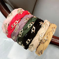 SAIJE Metal Chain Braided Wide-edge Hair Band Ruffled Solid Color Braided Hair Hoop Anti-slip Pressure Hair Accessories