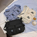 Good Awesome Stylish Blue Medium Woman Cloth Fabric Away Business Zipper Messenger Bag with Zip Strap