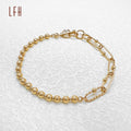 Trendy 18k Real Gold Bracelet Hot Sell 18k Solid Gold Paper Clip Chain and Ball Chain Charm Bracelet Wholesale for Women