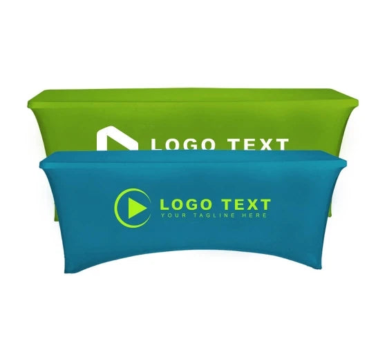 Custom Logo 6ft Spandex Stretch Tablecloth Rectangular Table Cover for Trade Show Party Fitted Stretch Table Cover