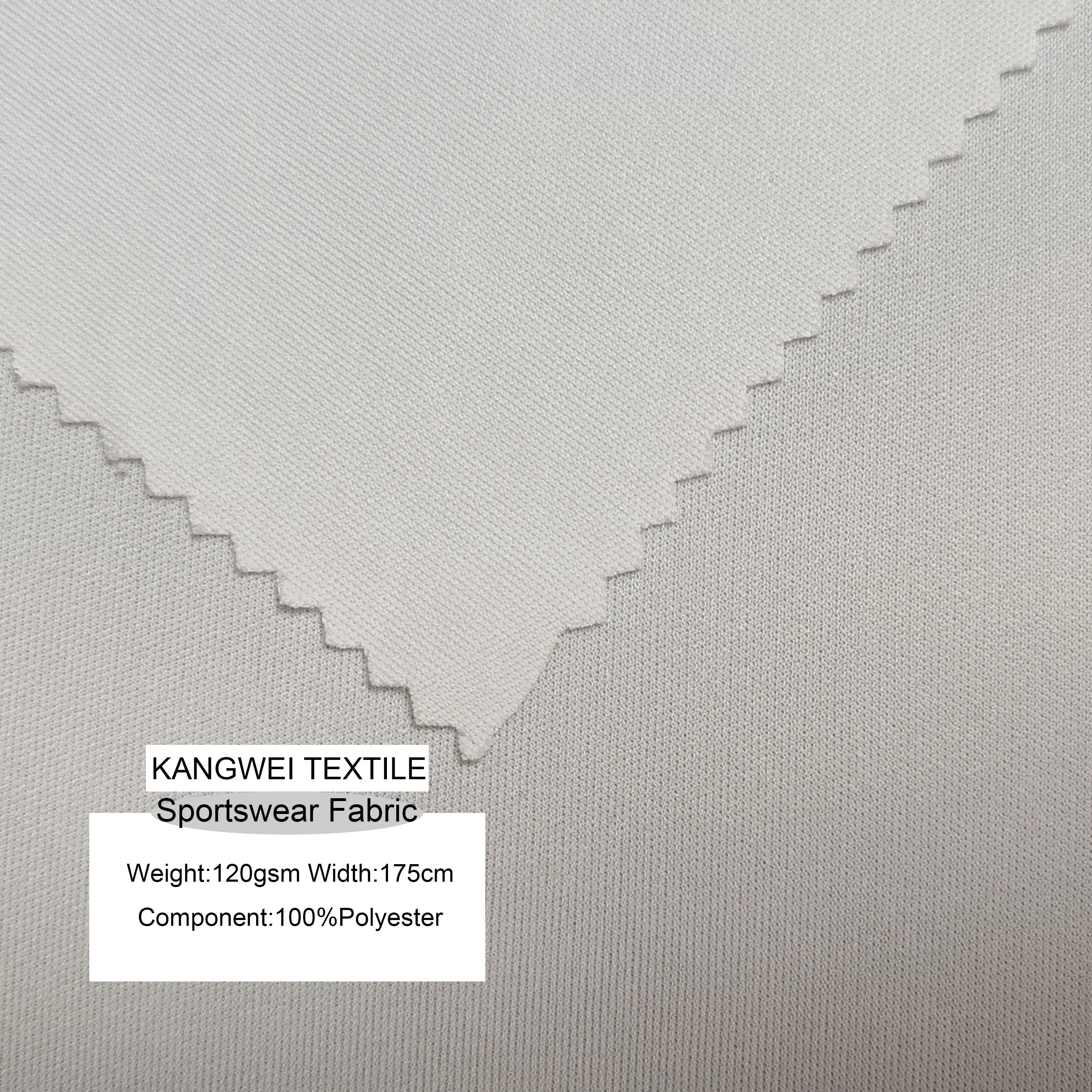 100% Polyester Sportswear Fabric 175cm 120gsm Double-Sided Jacquard Patterned Jersey Twill for Casual Clothing Dyed Plain