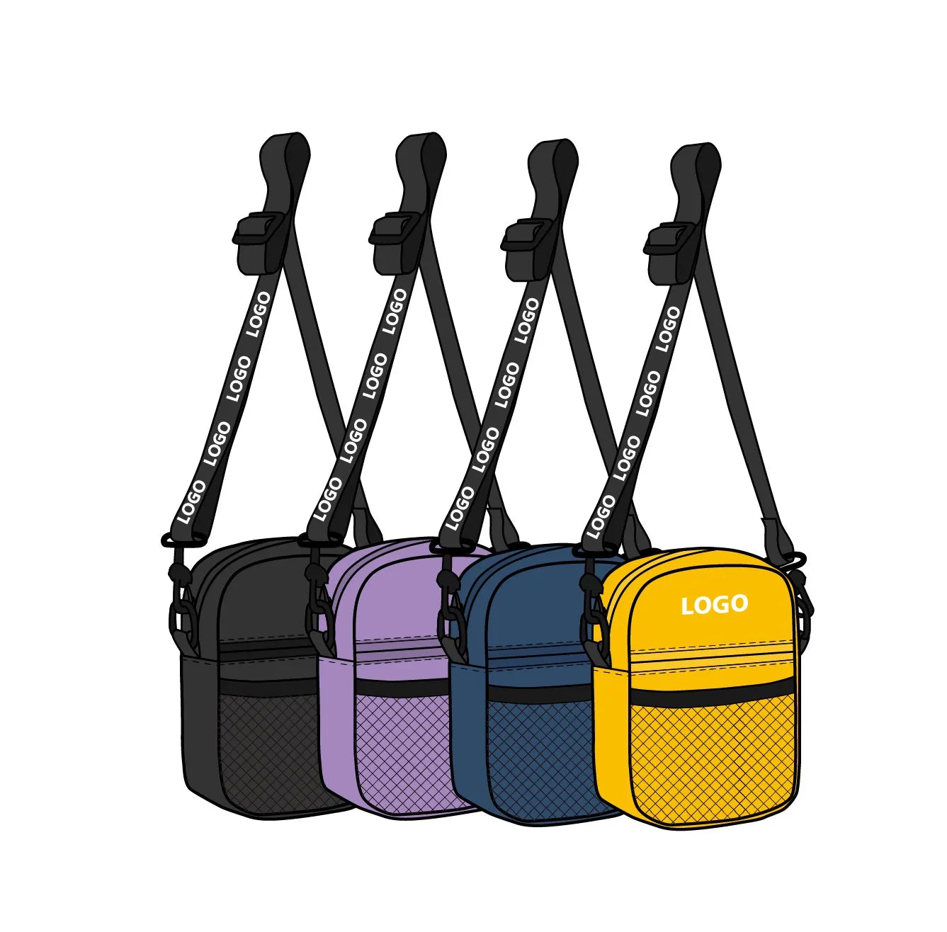 Custom Small Crossbody Sling Mochila Festival Side Shoulder Bag with Removable Strap Water Resistant Polyester Unisex
