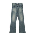 Men's Fashion Design Washed Denim Trousers for Men Blue Retro Cowboy Stacked Flare Autumn Jeans