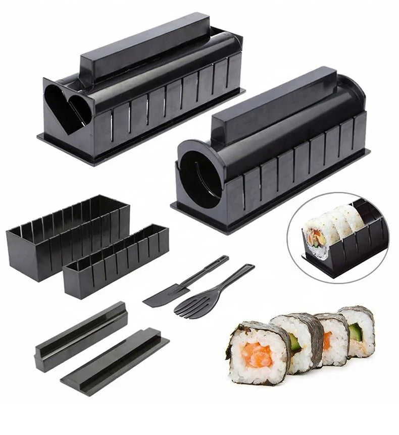 2024 New Fashion Creative Sushi Mould Multifunctional Kitchen Gadget 10 Piece Set Nori Diy Tool Sushi Maker