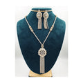 Vintage Dubai Bridal Wedding 18k Gold Plated Long Tassel Jewelry Necklace Earring Jewelry Sets Dubai Bridal Jewelry Set