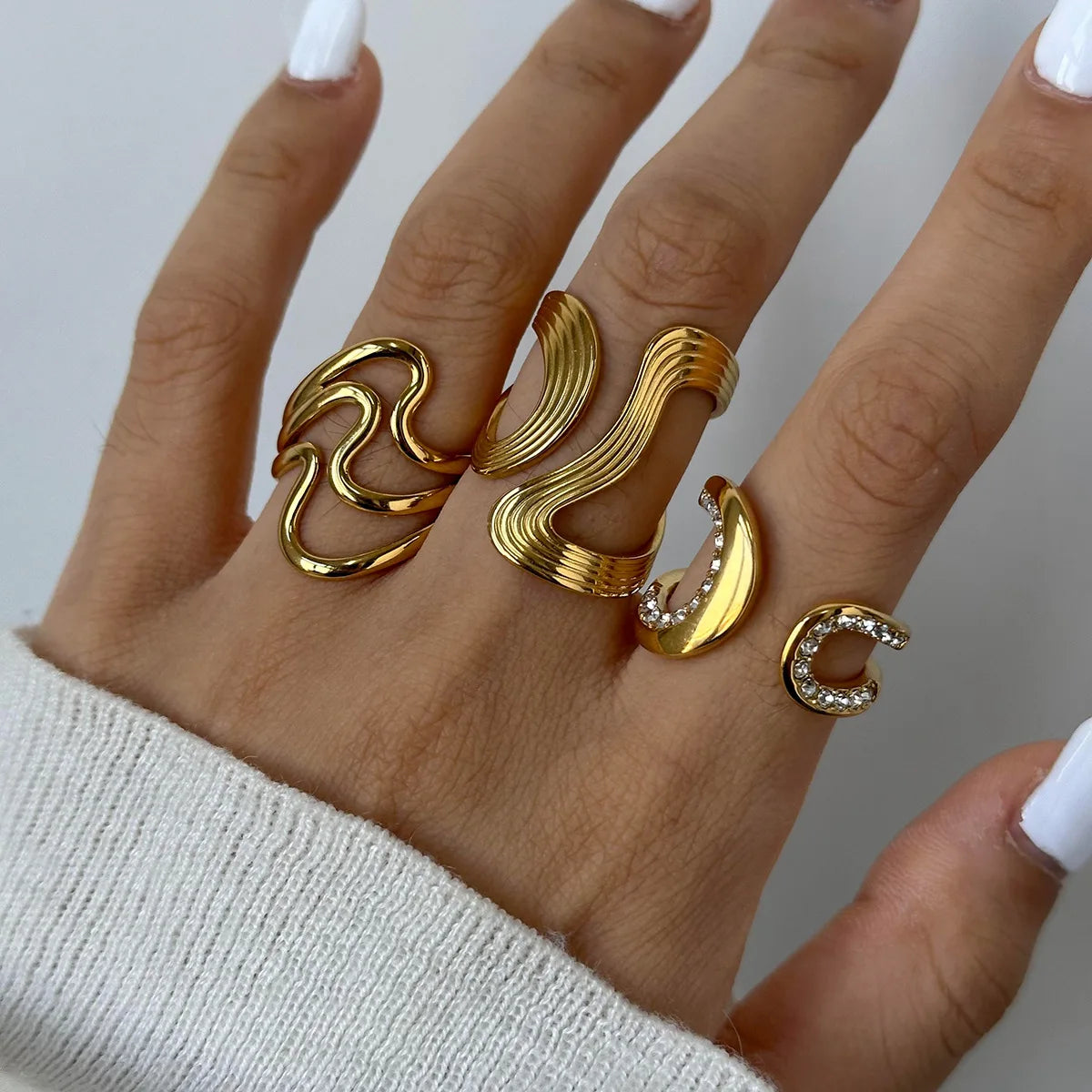 2025 new styles 18k gold plated Stainless Steel Exaggerated chunky Ring for woman
